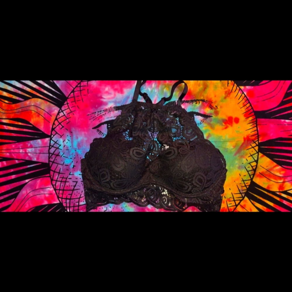 Pink Victoria secret black lace Bralette